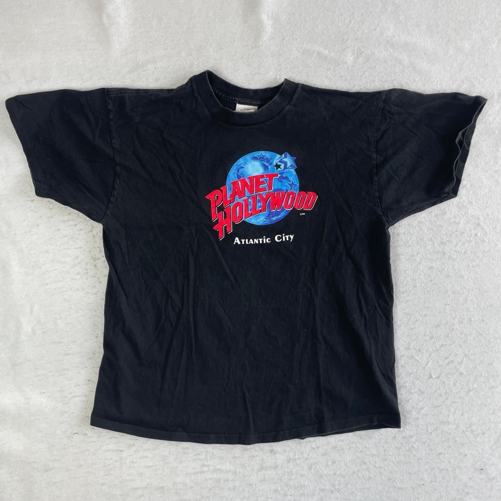 Planet Hollywood T-Shirt XL Black Atlantic City Vtg Single Stitch Made‎ in USA